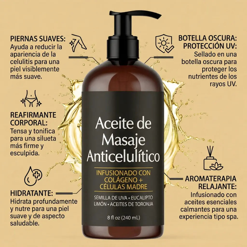 Aceite Anti-Celulitis con Colágeno y Células Madre – Piel Más Firme y Suave